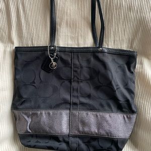 Coach Vintage Black w Metallic Silver Band Tote
